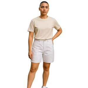 Mossimo White Denim Boyfriend Shorts Women Size 8-29 5 Pocket Style Long Length